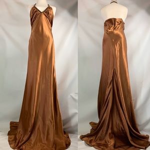 1920’s inspired Floor Length beaded Copper Gown